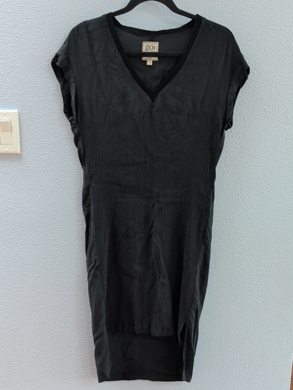 GO BY GOSILK Black V-Neck Midi Dress